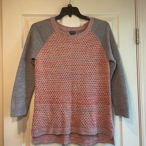 New Directions Orange and Gray Crew Neck‎ “Eyelet” Lightweight Sweater, Size XL